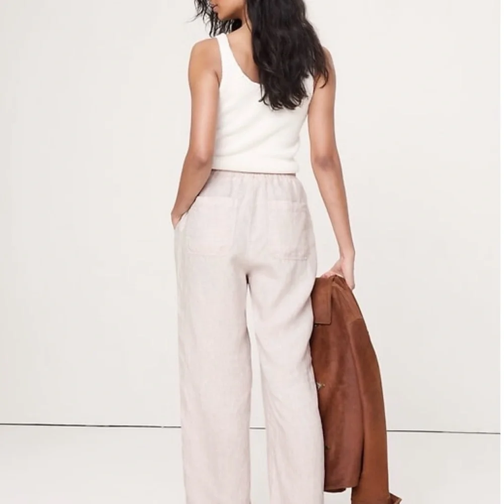 Banana Republic The Getaway straight leg linen pants M - Picture 4 of 8